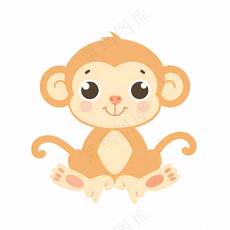 猴子可爱动物卡通插画免抠