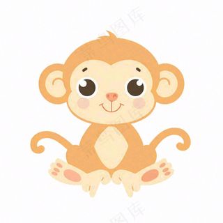 猴子可爱动物卡通插画免抠