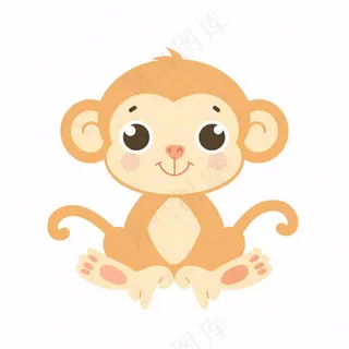 猴子可爱动物卡通插画免抠