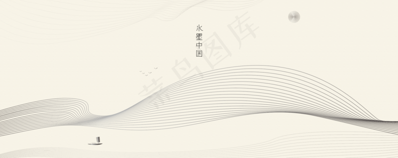 水墨中国纹路线条ai矢量模版下载
