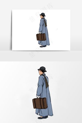 插画丨国风人物丨赶路者002丨PPT插图