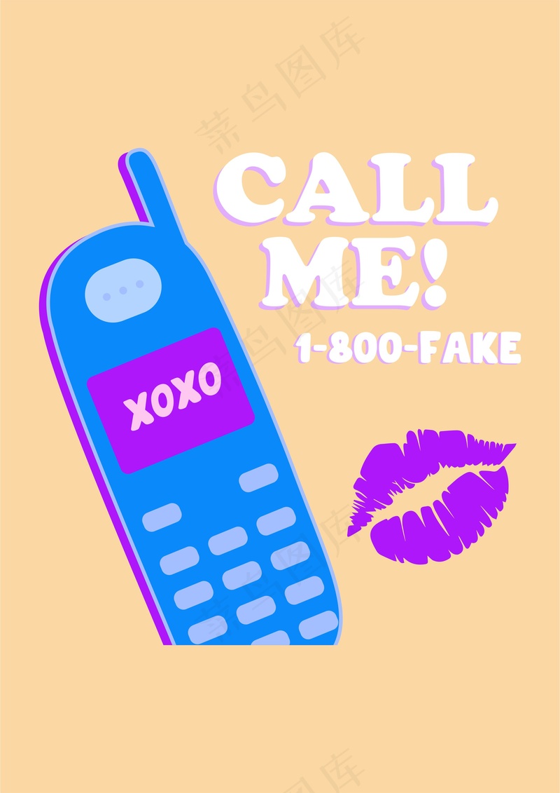 复古按键手机 艺术英文字 嘴唇