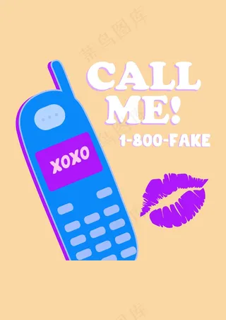 复古按键手机 艺术英文字 嘴唇