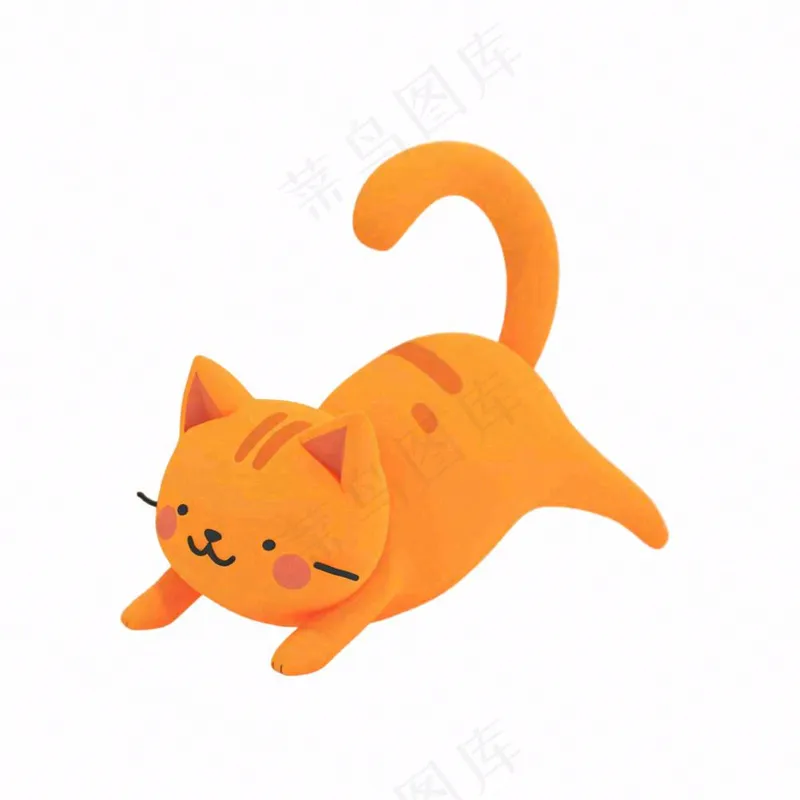 猫咪宠物橘猫卡通插画免抠(1024x1024)