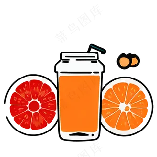 果汁水果简笔画简约食物冷饮