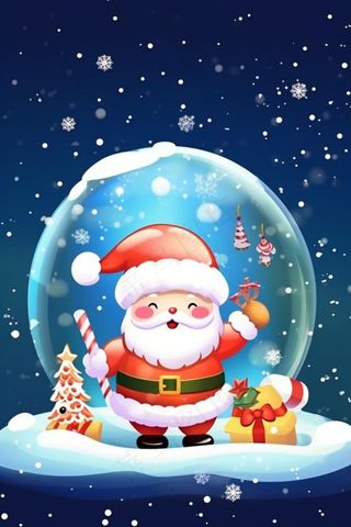 圣诞快乐水晶球雪人可爱温馨背景