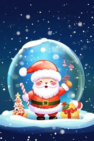 圣诞快乐水晶球雪人可爱温馨背景