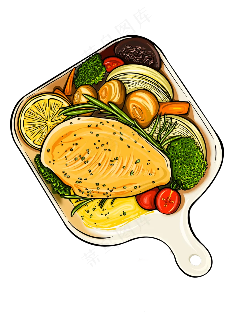 手绘减脂餐PNG素材