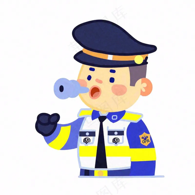 交警警察交通指挥劳动人物卡通插画免抠(1024x1024)