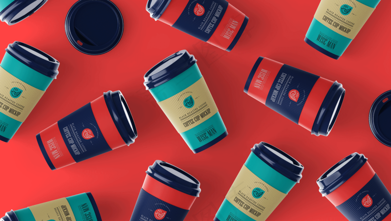 单色背景简约塑料咖啡杯样机20