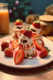 圣诞节日甜点奶油装饰草莓甜点摄影图