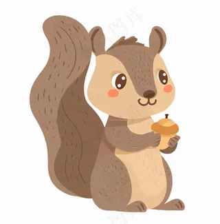 松鼠抱着松子动物卡通插画免抠