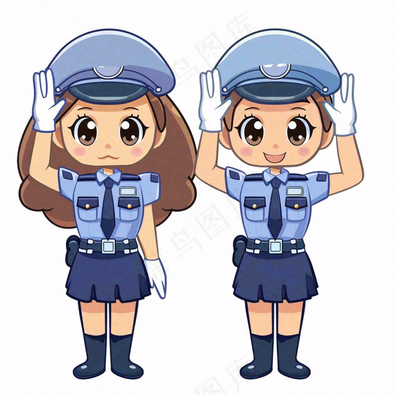 警察辅警公职劳动人物卡通插画免抠(1024x1024)