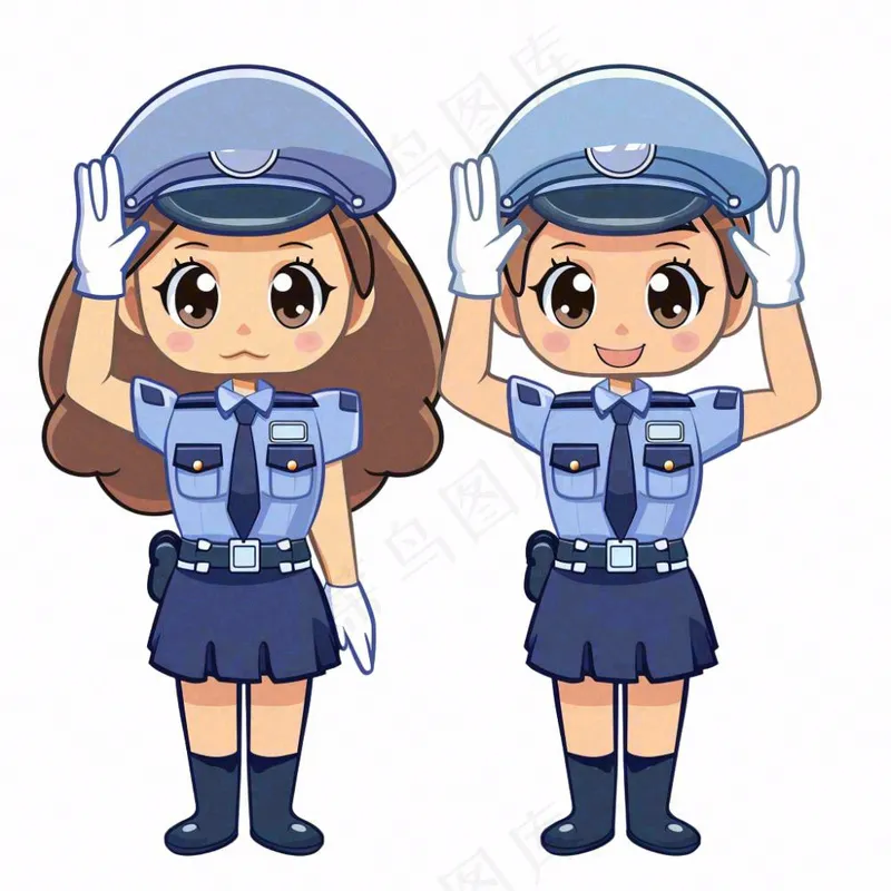 警察辅警公职劳动人物卡通插画免抠(1024x1024)