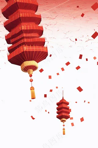 红色灯笼宫灯新春喜庆插画背景