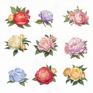 红色黄色粉色玫瑰花免抠素材201