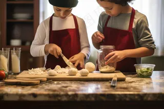 儿童烹饪食物学习厨房摄影图