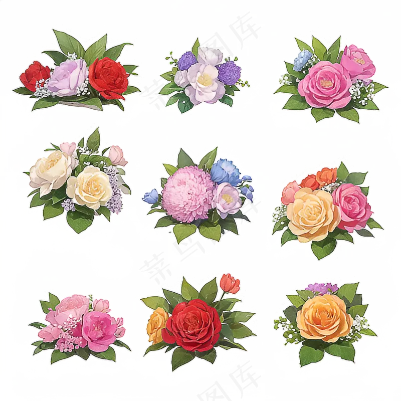 红色黄色粉色玫瑰花免抠素材206