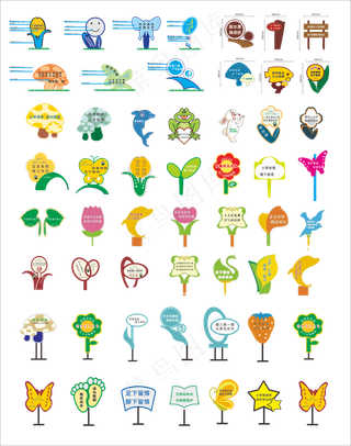 校园 花园 花草异形牌