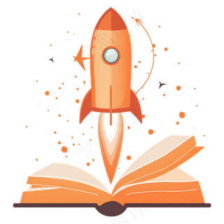 免抠橙色卡通火箭
