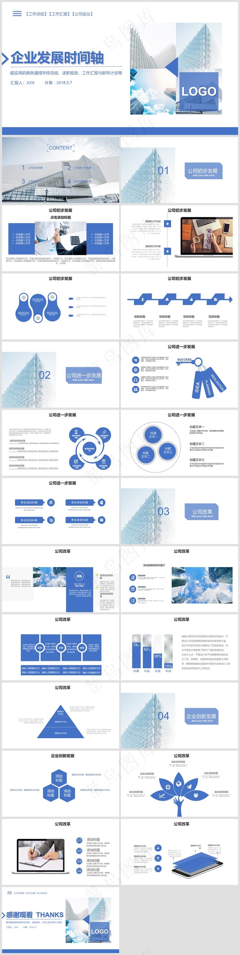 PPT模板丨工作总结丨大事记丨时间轴丨逻辑图标丨述职报告001