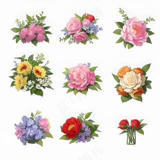 红色黄色粉色玫瑰花免抠素材10