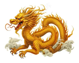 龙金色的龙卡通插画免抠