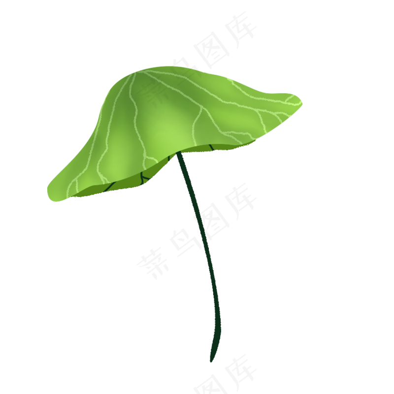 绿色荷叶伞插画风素材