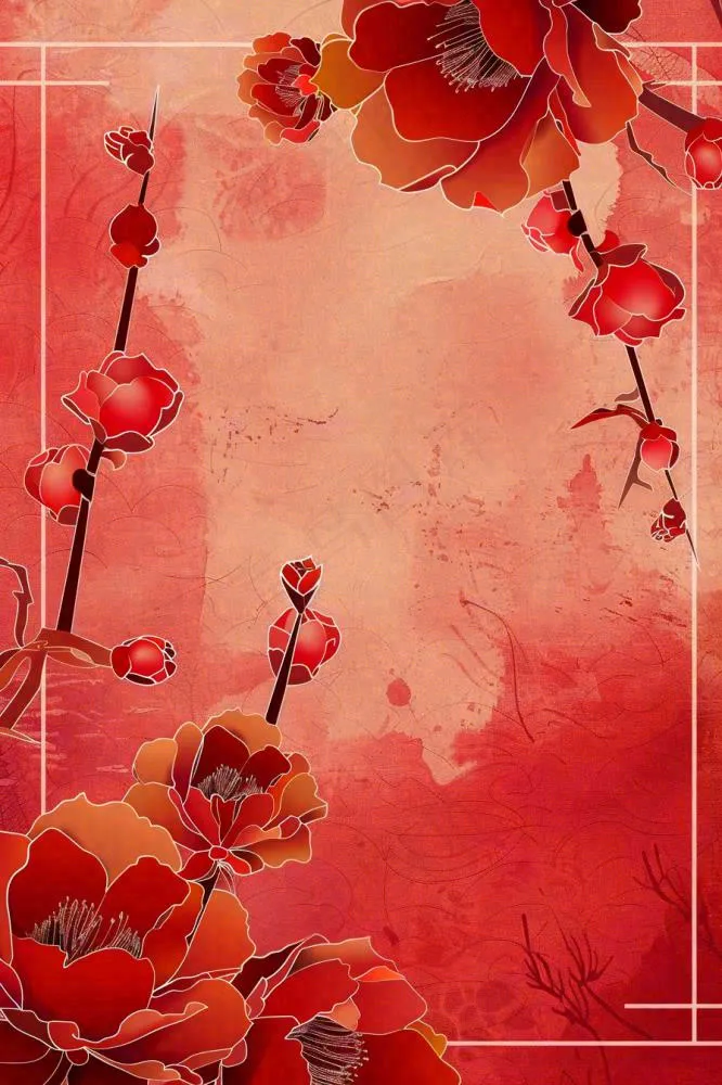 新年新春梅花灯笼喜庆剪贴画背景(896x1344)