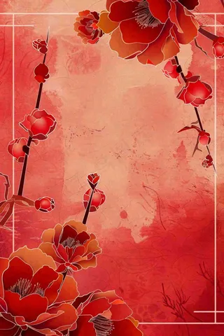 新年新春梅花灯笼喜庆剪贴画背景