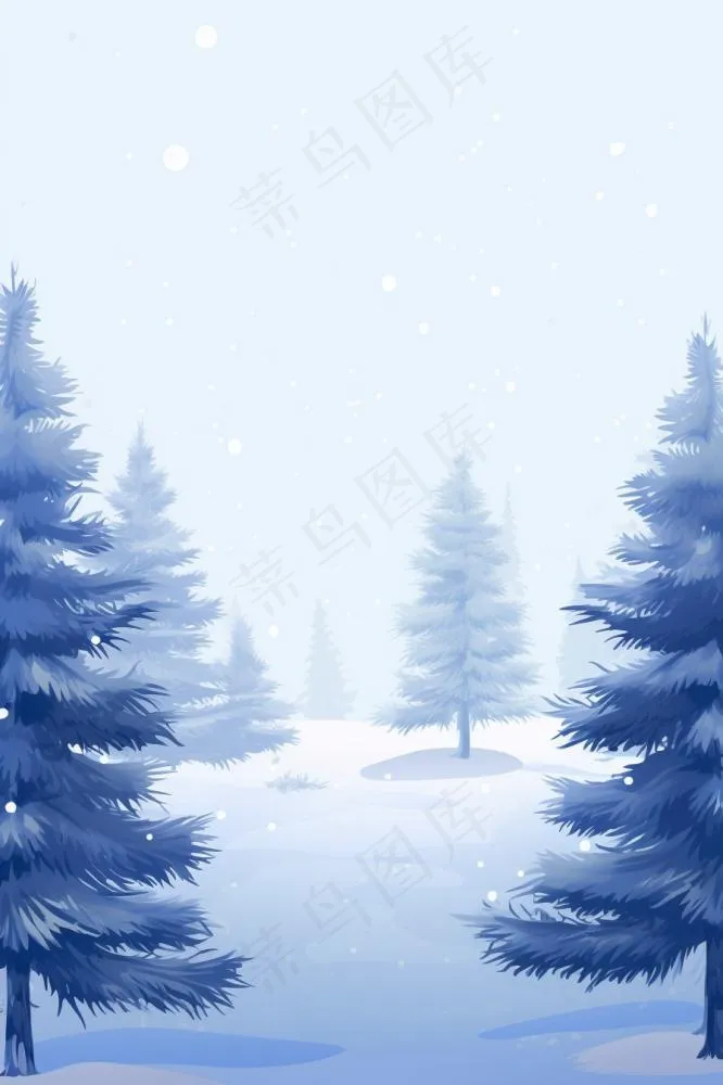 雪景树白色雪地背景(896x1344)