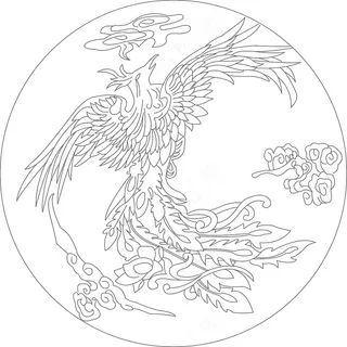凤凰圆形雕刻图