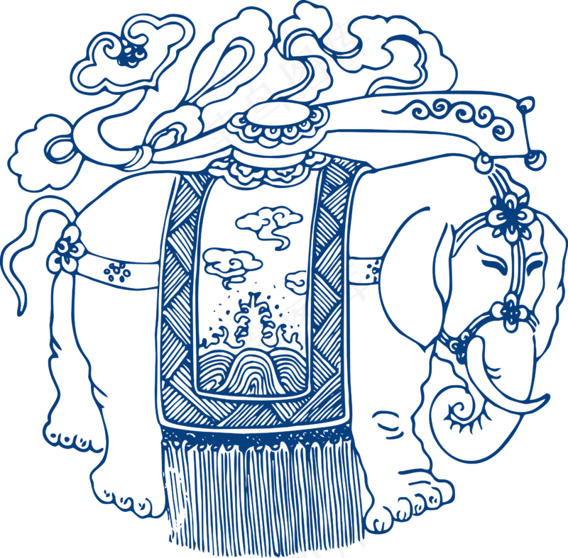 古代青花瓷图案花纹中国风图案祥云纹理传统图腾PNG免扣素材