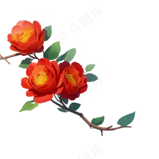 红色 海棠花 手绘 免抠 素材29