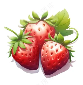 美味草莓可口卡通插画免抠