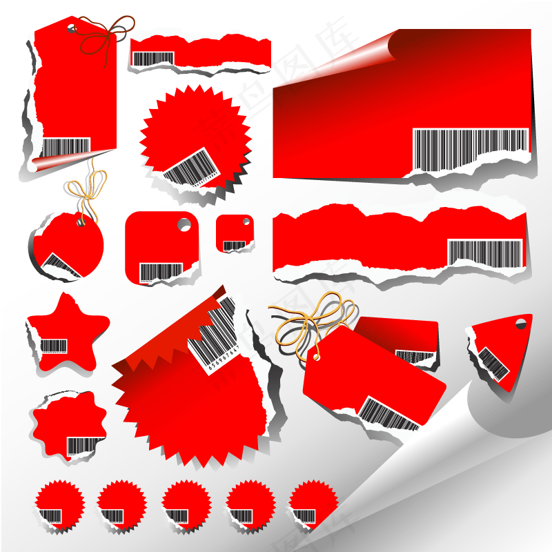 红色装饰标签矢量免扣AI素材ai矢量模版下载