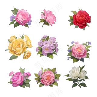 红色黄色粉色玫瑰花免抠素材173