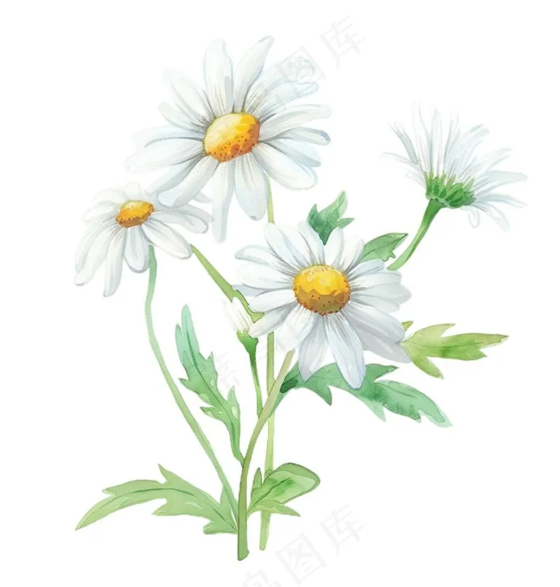 春天小雏菊花朵植物卡通插画免抠(1024x1072)