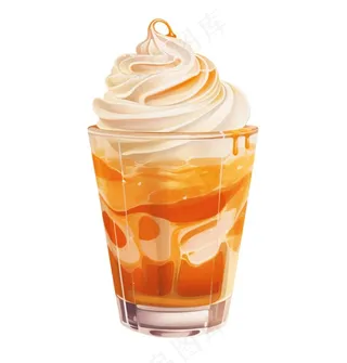冰淇淋奶茶奶油饮料手绘卡通插画免抠