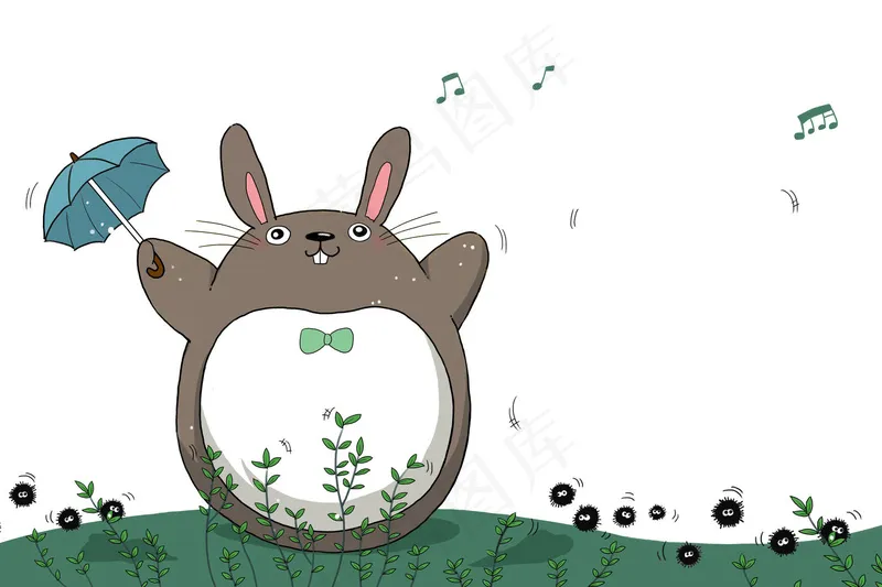 龙猫手绘素材插画(4)psd模版下载