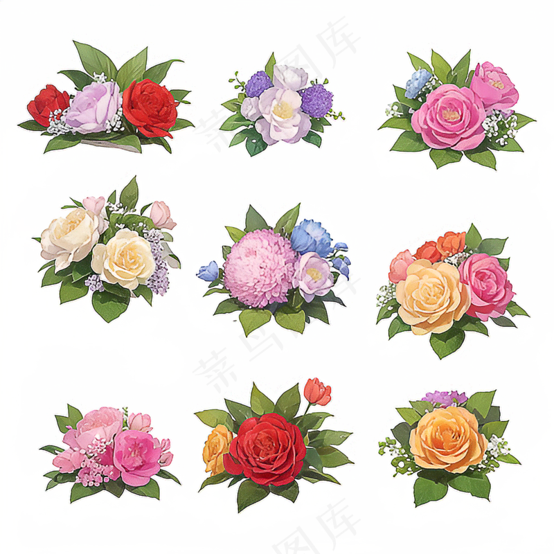 红色黄色粉色玫瑰花免抠素材206