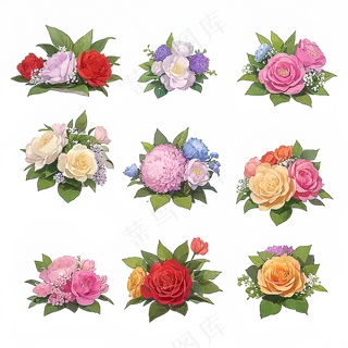 红色黄色粉色玫瑰花免抠素材206