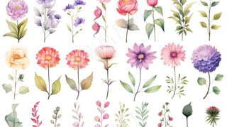 花朵鲜花花花苏水彩插画免抠