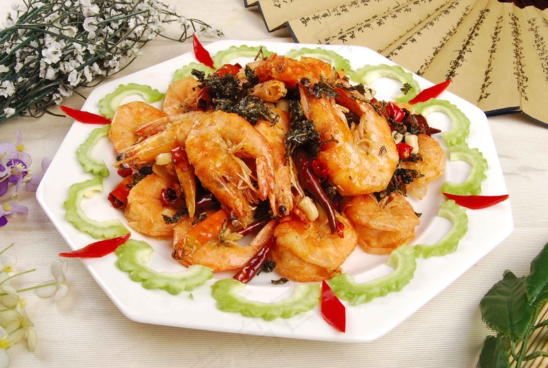 油炸大虾美食小吃