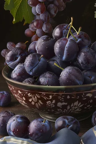 西梅葡萄水果摄影图
