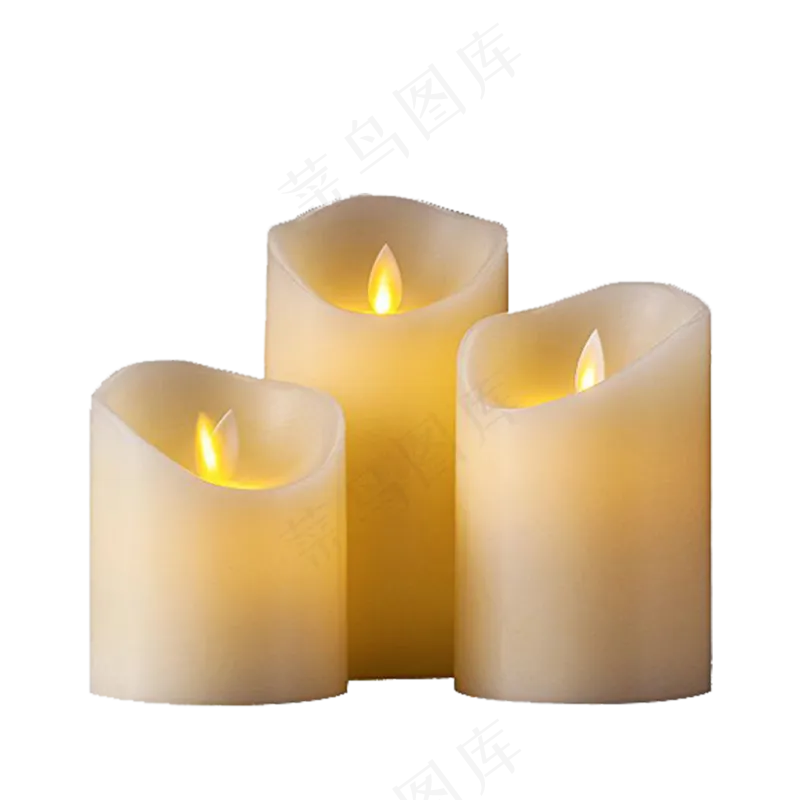 免抠3个白色蜡烛