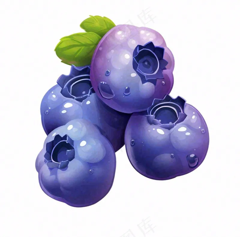 蓝莓水果卡通插画免抠(1040x1024)