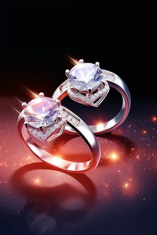 钻石对戒婚戒摄影图