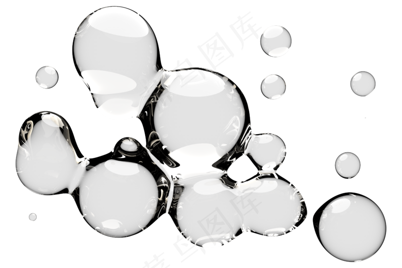 高清日系极简逼真透明水滴液体气泡水珠空气感png免扣素材 (