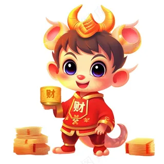 国潮龙年龙年大吉元素龙年春节新年卡通插画免抠